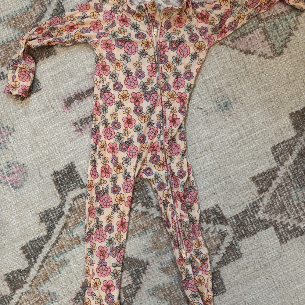 Floral Bamboo Zip-Up Onesie In My Jammers 2T